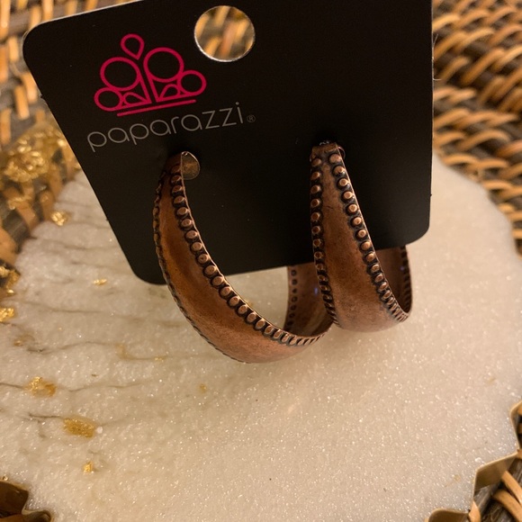 Burnished Benevolence Copper Hoop Earrings - Picture 1 of 2